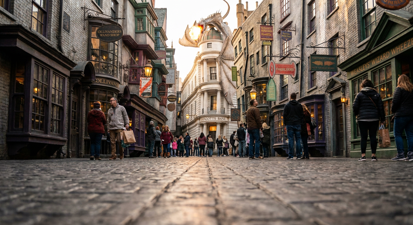 Diagon Alley é uma réplica impressionante do mundo mágico de Harry Potter.