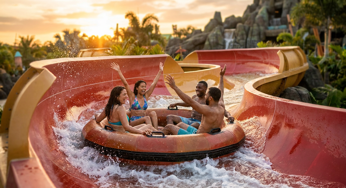 Aventura em grupo nas corredeiras do Maku Puihi Round Raft Rides.