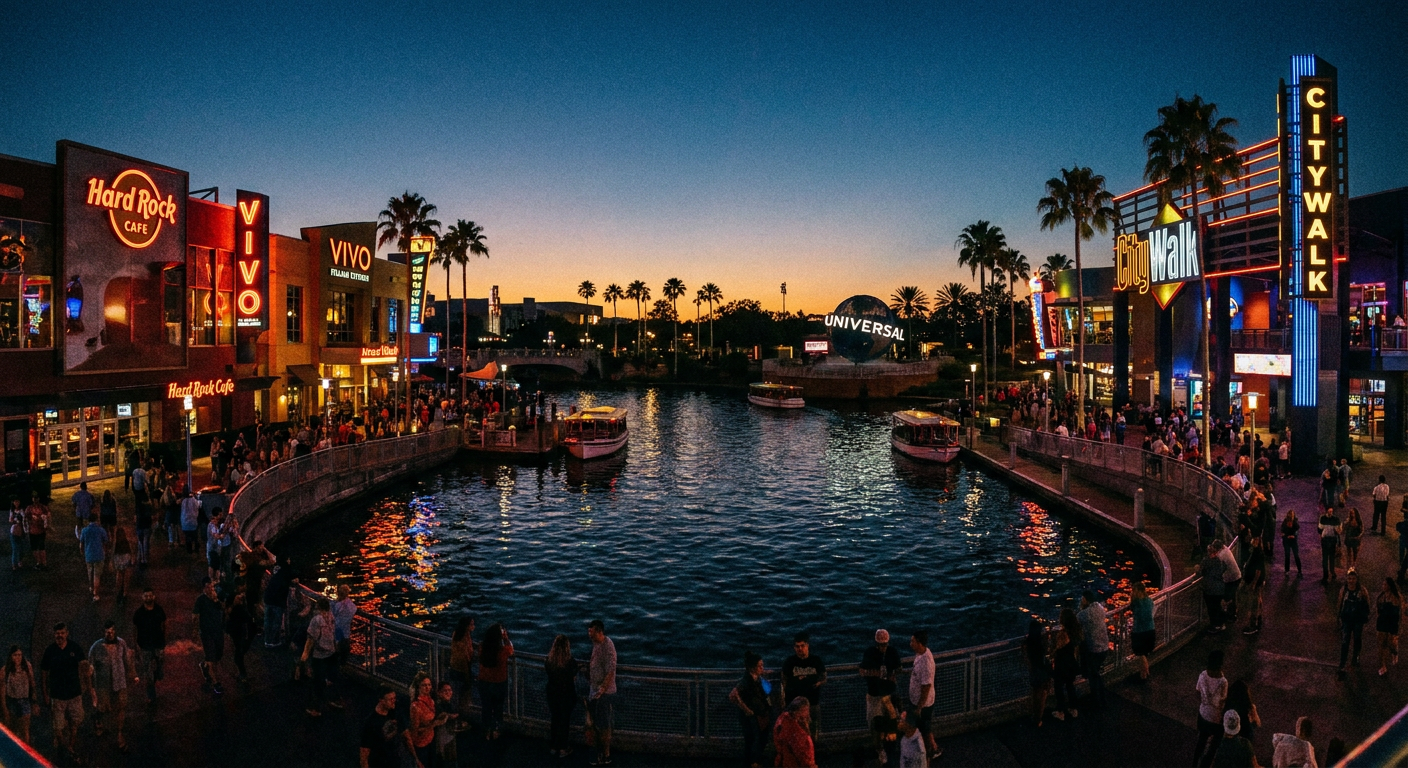 Universal CityWalk: o epicentro da diversão noturna da Universal.