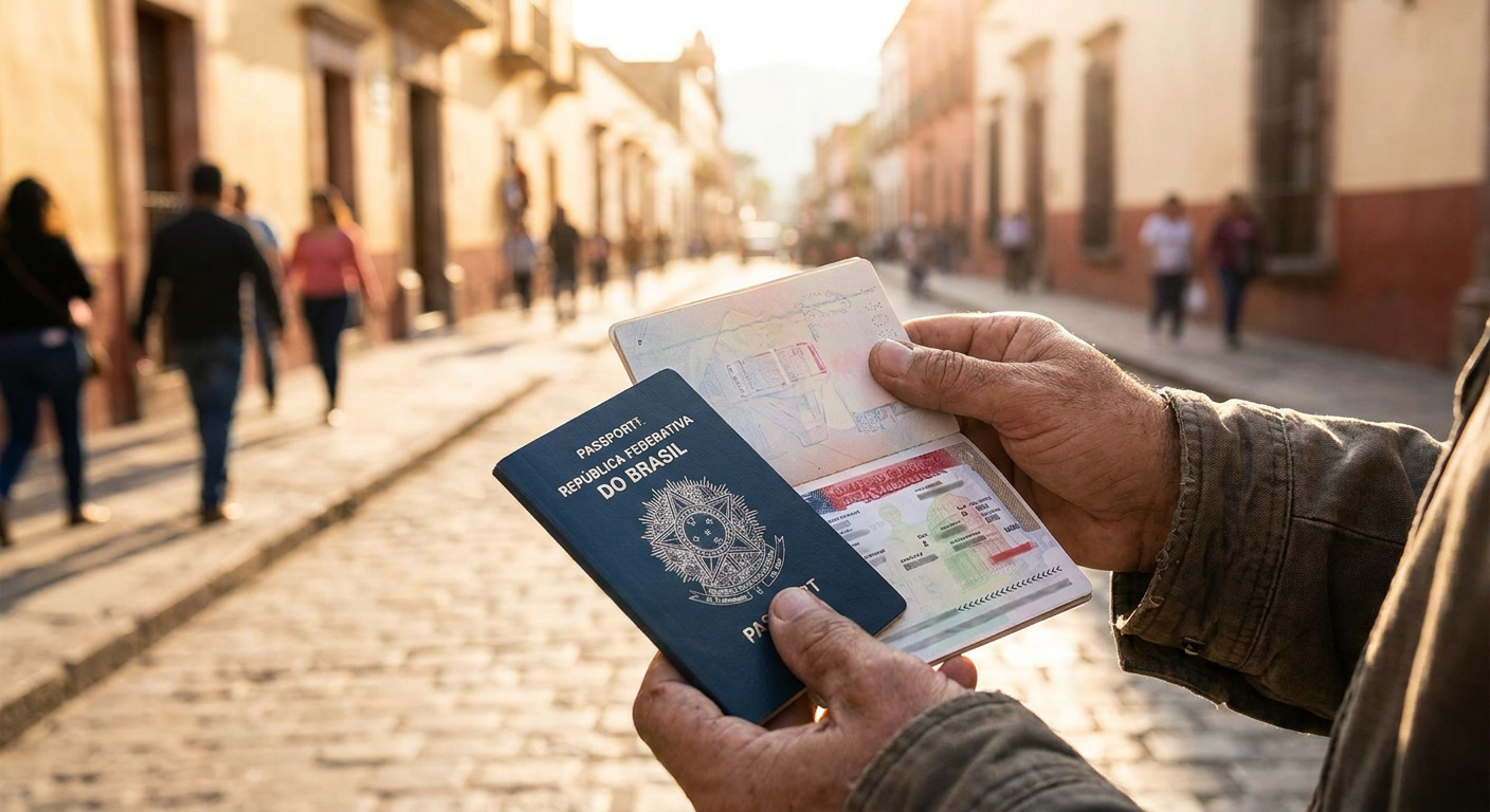 Passaporte brasileiro com visto americano renovado, pronto para a próxima viagem.
