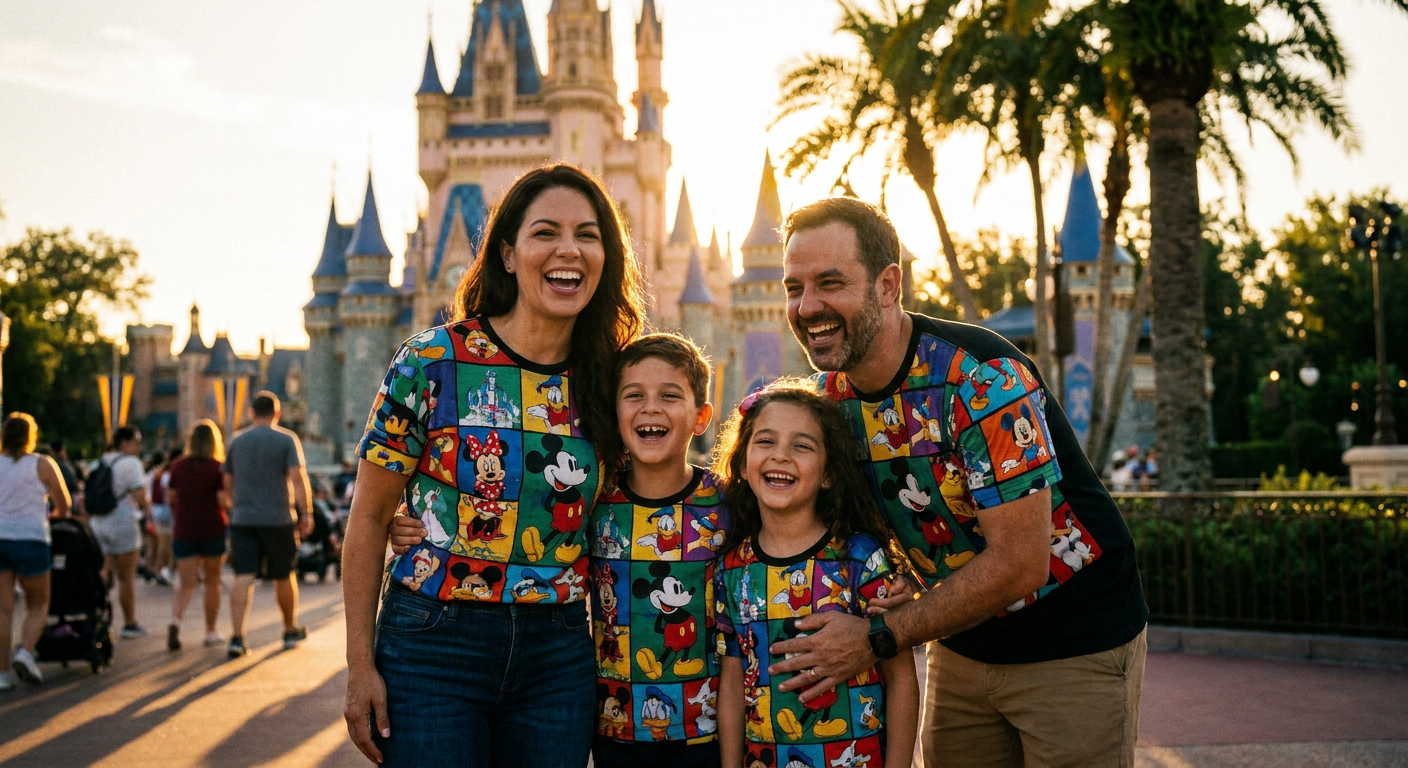 A magia de Orlando se reflete na alegria das famílias que a visitam.