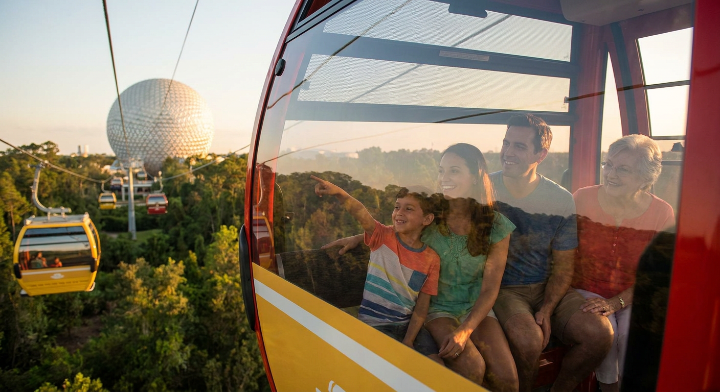 O Disney Skyliner oferece um transporte rápido e vistas panorâmicas entre alguns hotéis e parques.