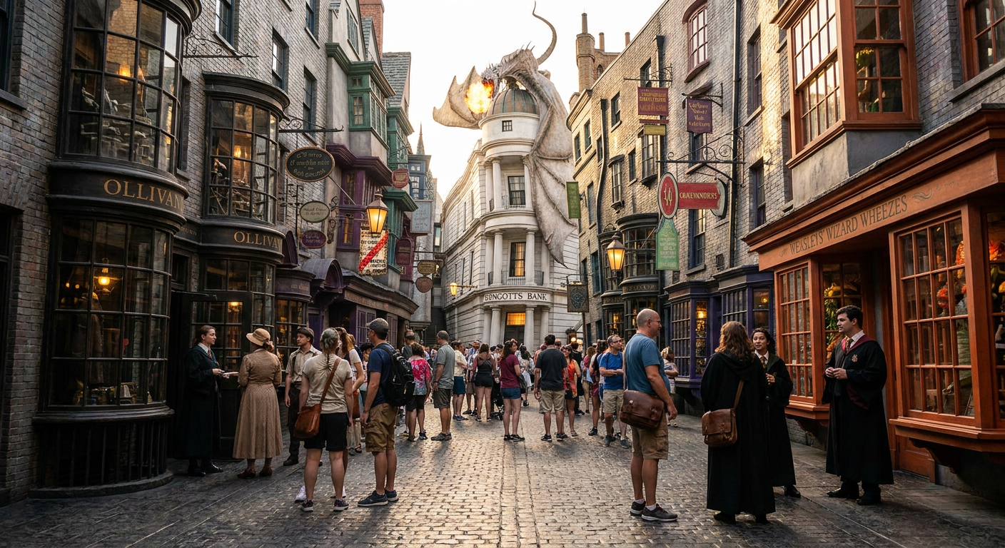 Diagon Alley é uma réplica impressionante do mundo mágico de Harry Potter.