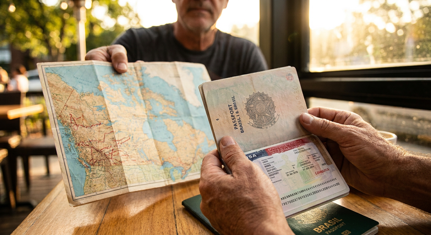 O visto canadense é anexado ao seu passaporte.