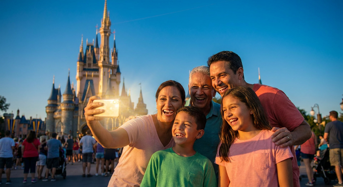 A experiência clássica começa no Magic Kingdom, com o Castelo da Cinderela como pano de fundo icônico.