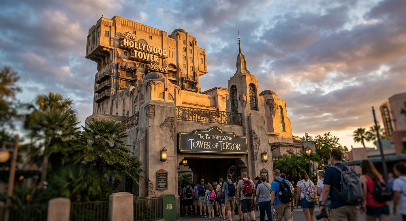 A imponente e icônica Twilight Zone Tower of Terror.