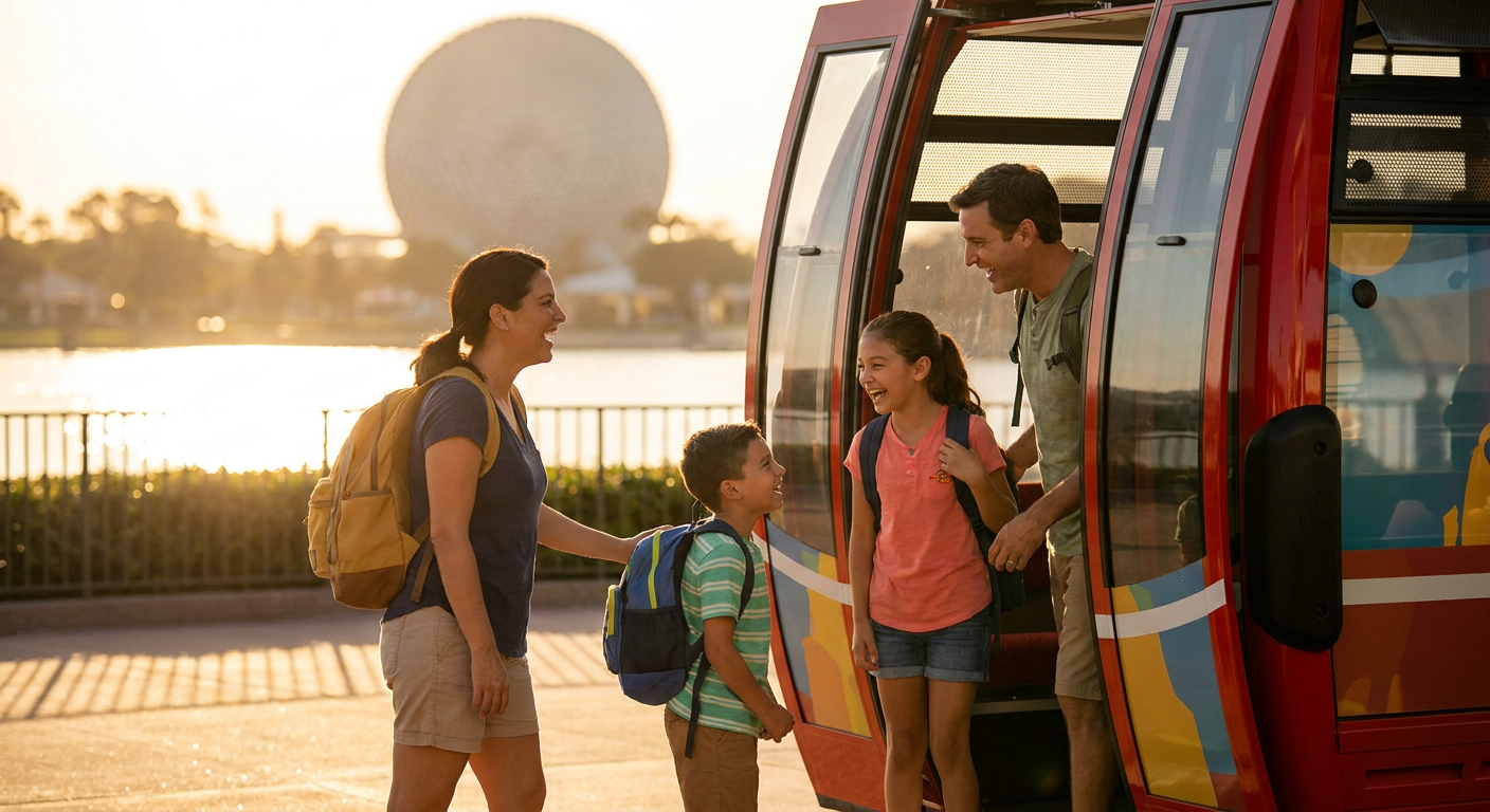 O Disney Skyliner oferece uma vista panorâmica e um transporte eficiente entre parques e alguns hotéis.