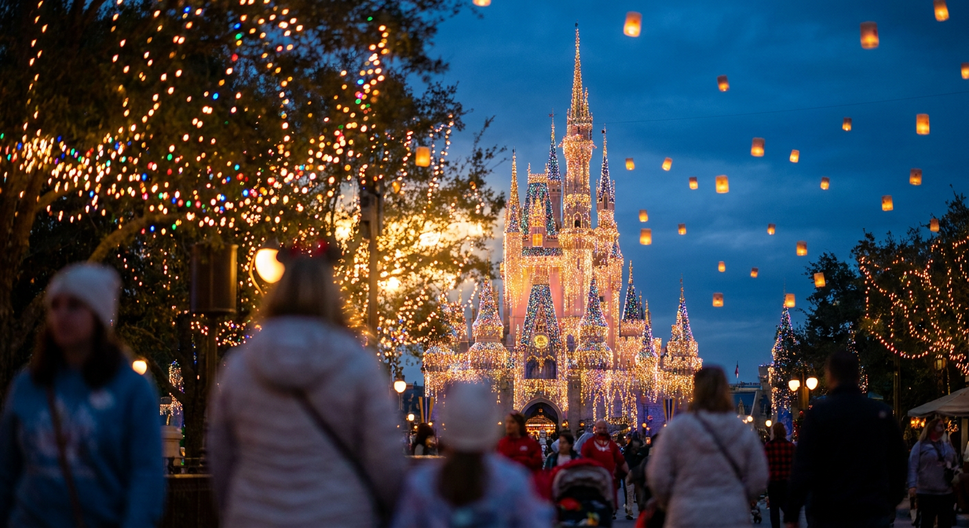 As decorações de Natal transformam os parques em Dezembro, mas planeje bem para evitar as maiores multidões.