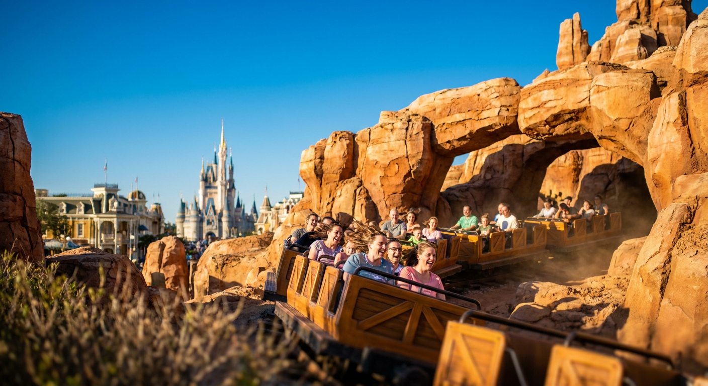 A emocionante montanha-russa do Velho Oeste, Big Thunder Mountain Railroad.