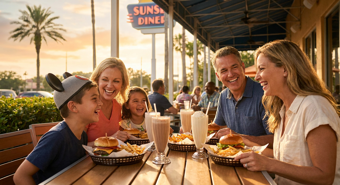 Explore a diversidade gastronômica de Orlando, desde fast food até restaurantes temáticos.