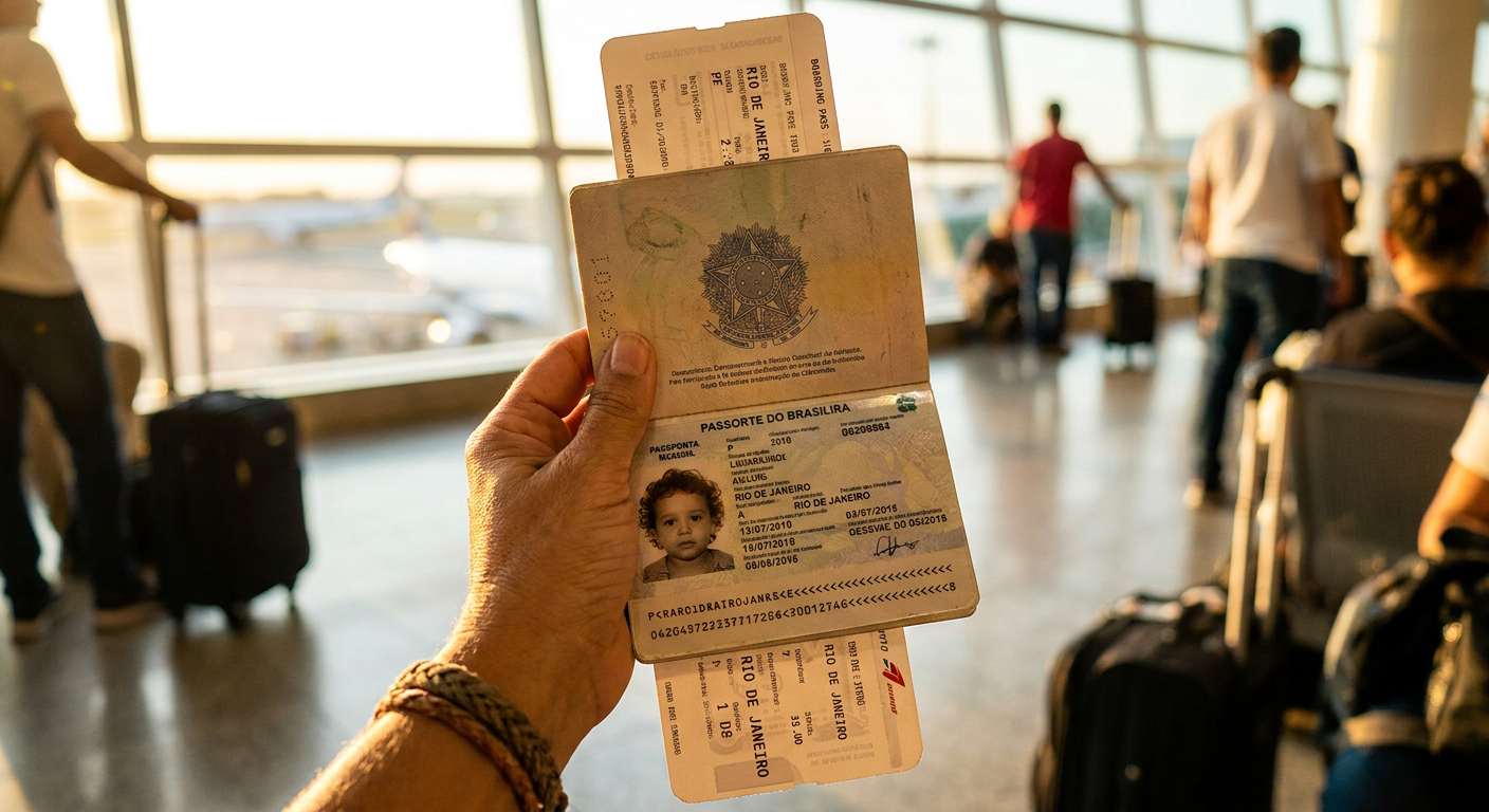 Certifique-se de que o passaporte do seu filho esteja válido e em mãos.
