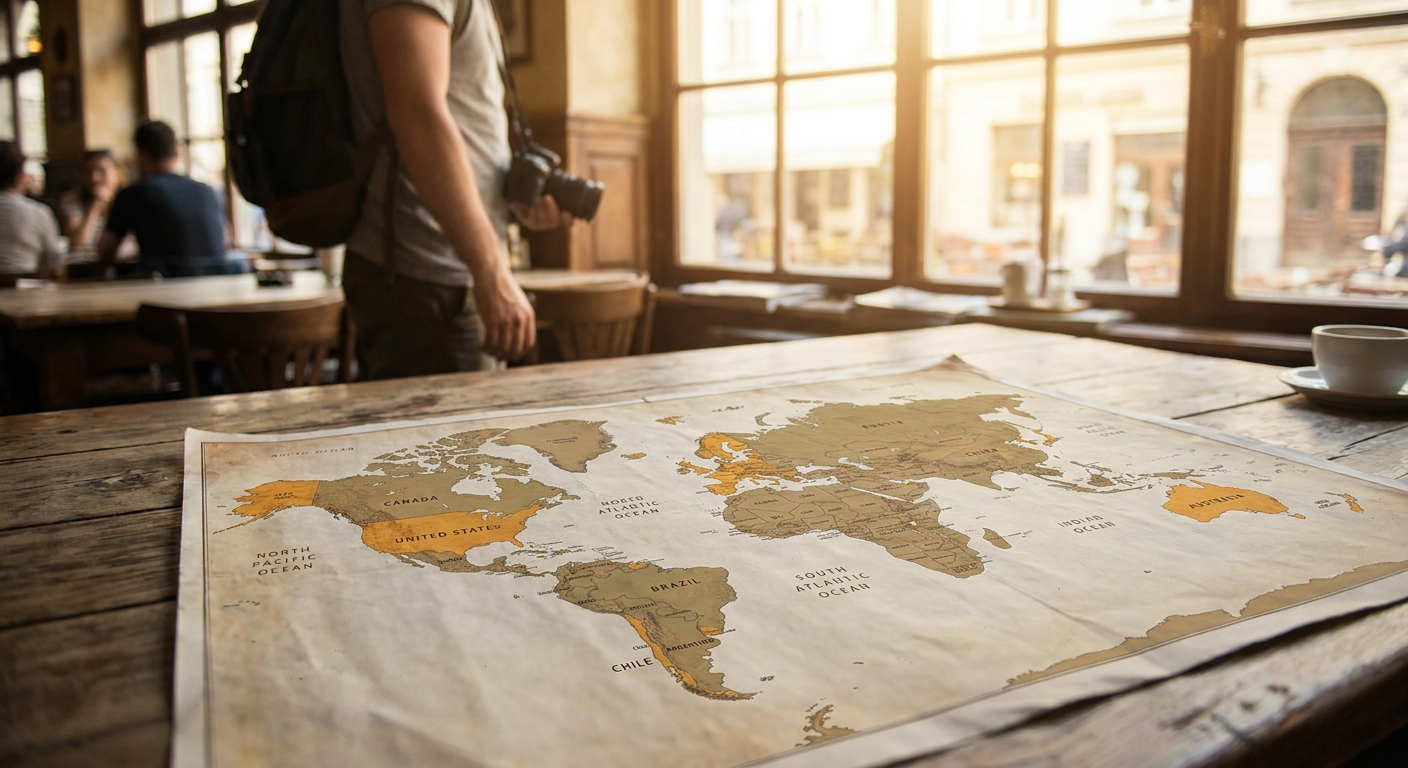 Países membros do Programa de Isenção de Vistos (VWP) em destaque no mapa mundial.