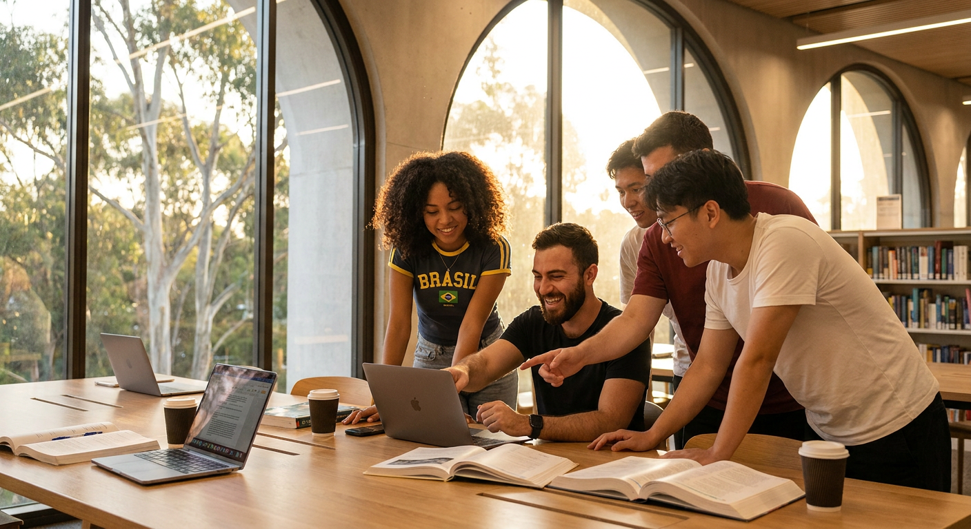 Futuros estudantes brasileiros na Austrália sonham com a vida acadêmica internacional.