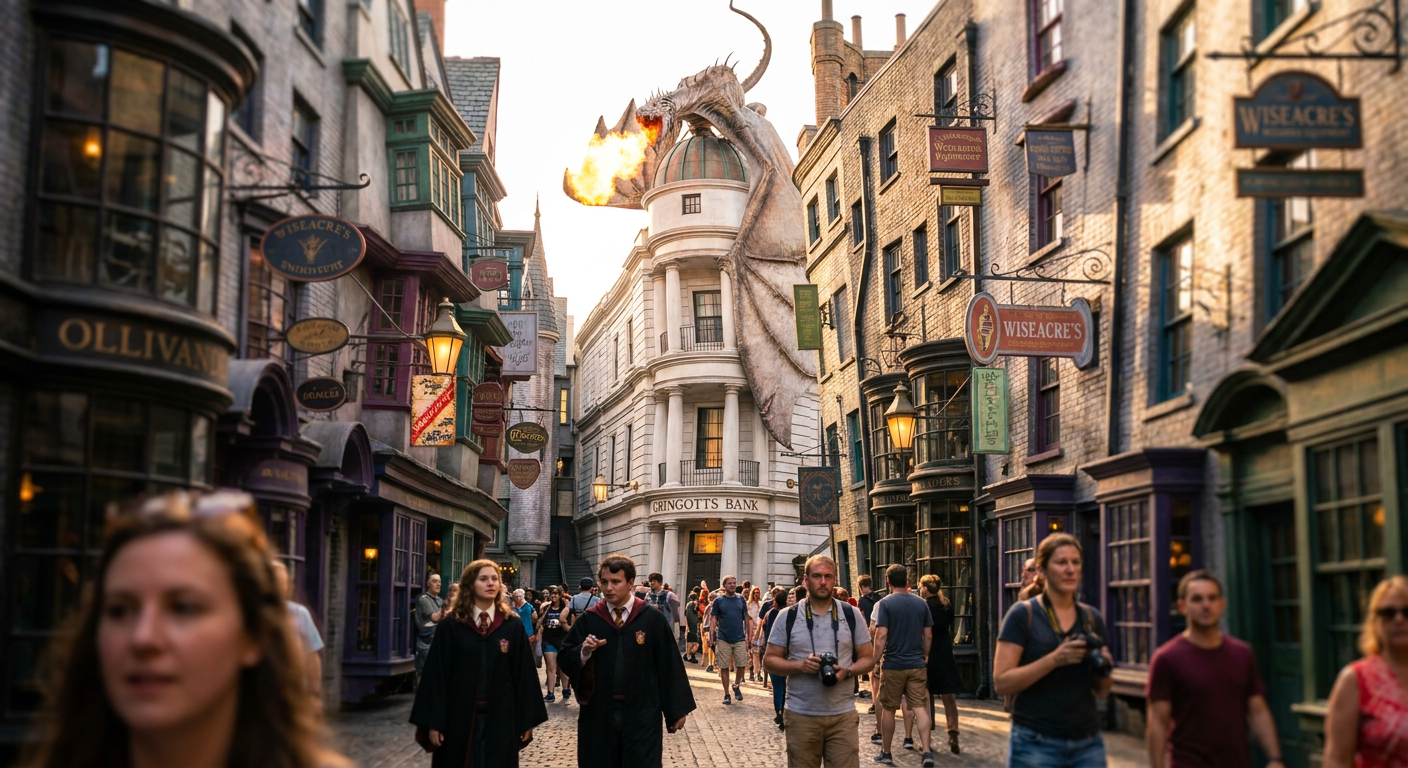 O Beco Diagonal no Universal Studios Florida é uma experiência mágica.