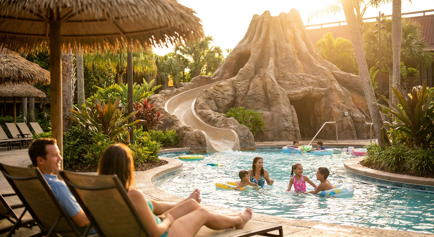 As piscinas temáticas dos resorts Disney são atrações à parte, perfeitas para dias de descanso.