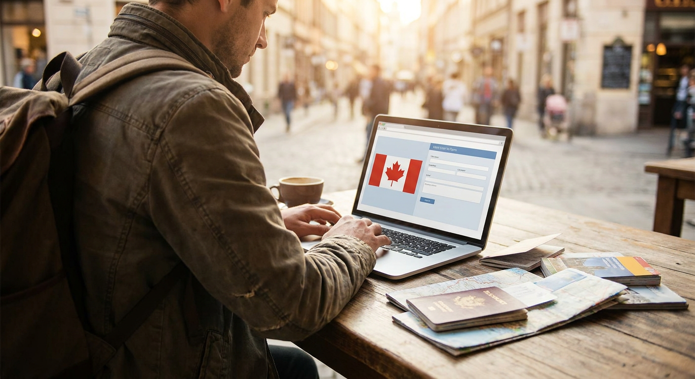 Preenchendo o formulário online para seu visto canadense.