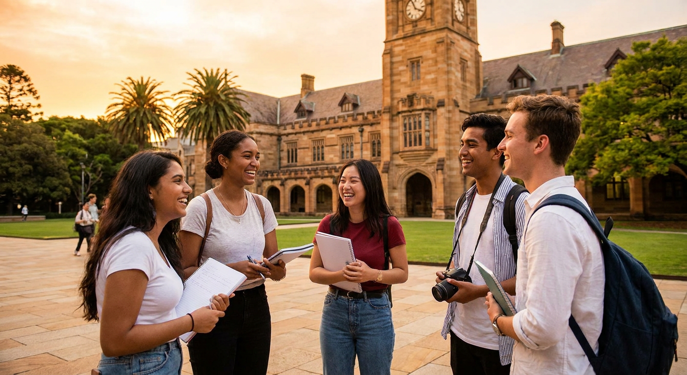 A Austrália atrai estudantes de todo o mundo com suas universidades de ponta e estilo de vida vibrante.