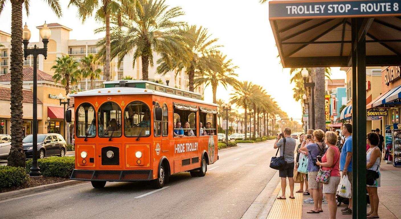 O I-Ride Trolley é a melhor opção para explorar a International Drive.