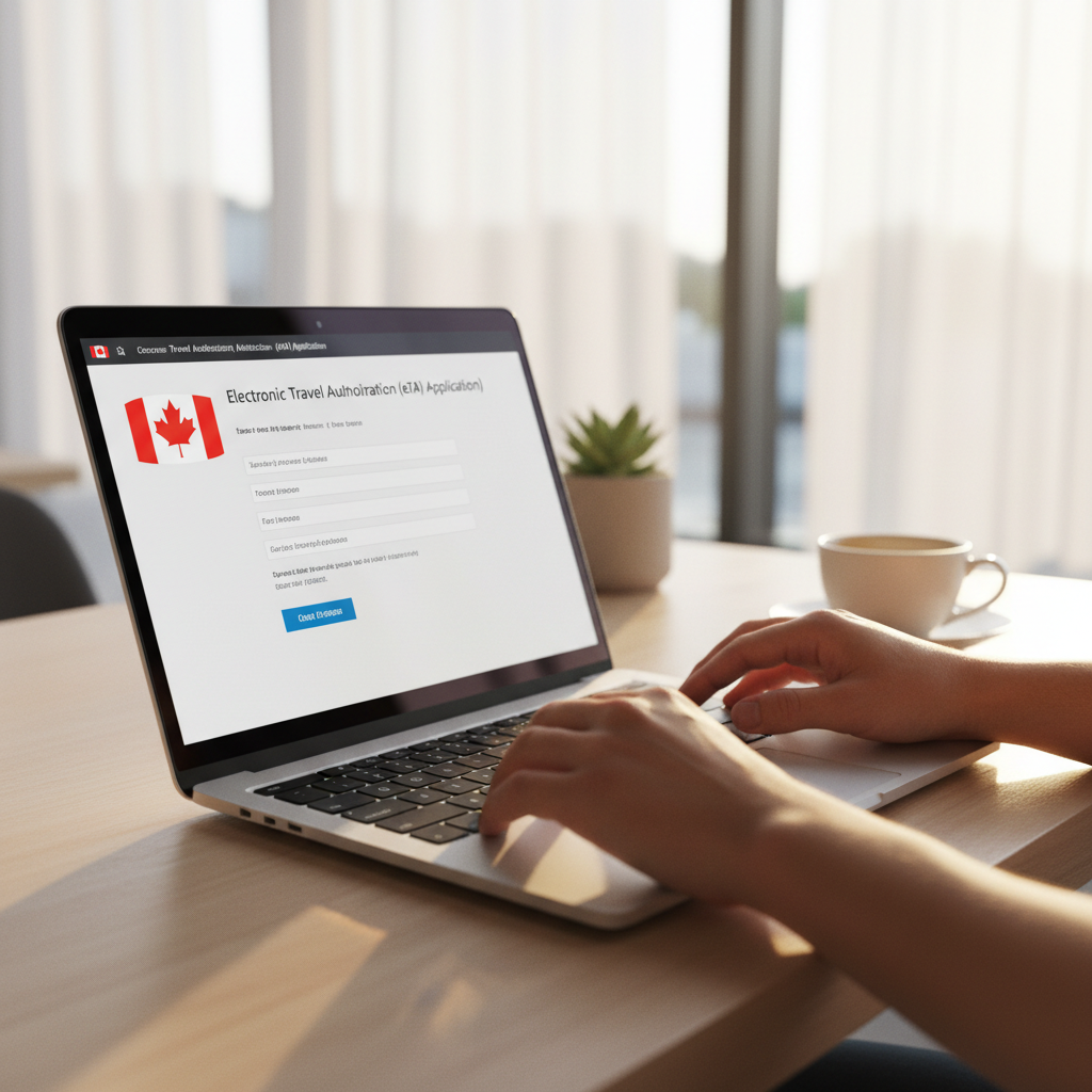 Preenchendo o formulário online para o eTA canadense.