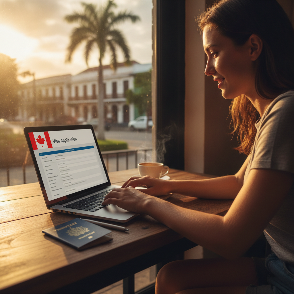 O processo de solicitação de visto ou eTA geralmente começa online.