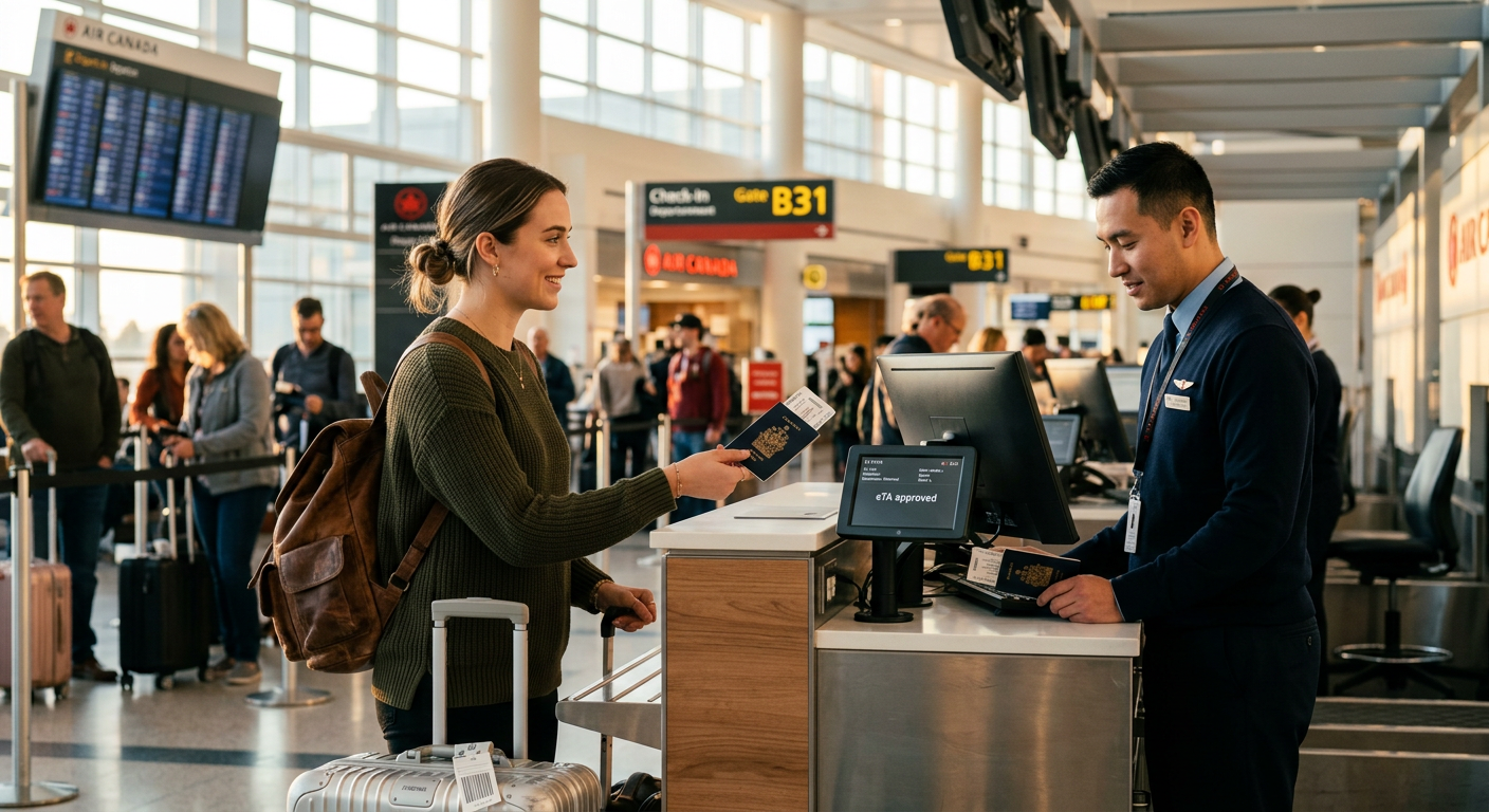 Apresente seu passaporte e seu eTA será automaticamente verificado.