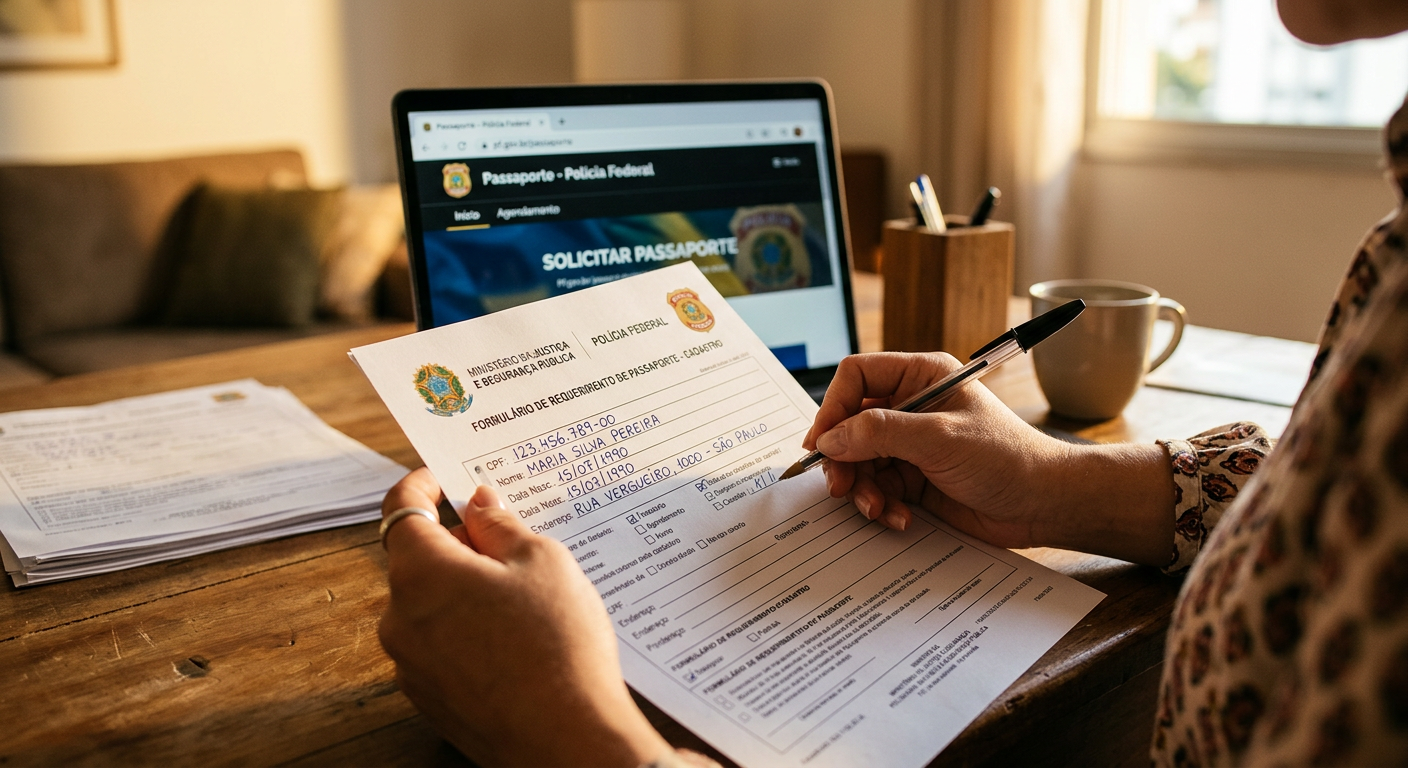 O primeiro passo para o passaporte é preencher corretamente o formulário online da Polícia Federal.