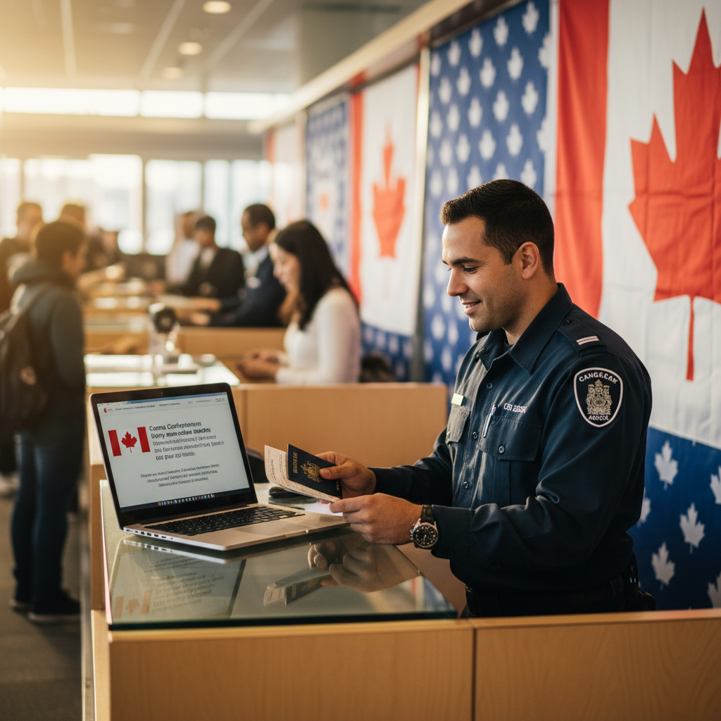 A checagem migratória canadense exige a documentação correta antes mesmo da decolagem no Brasil.