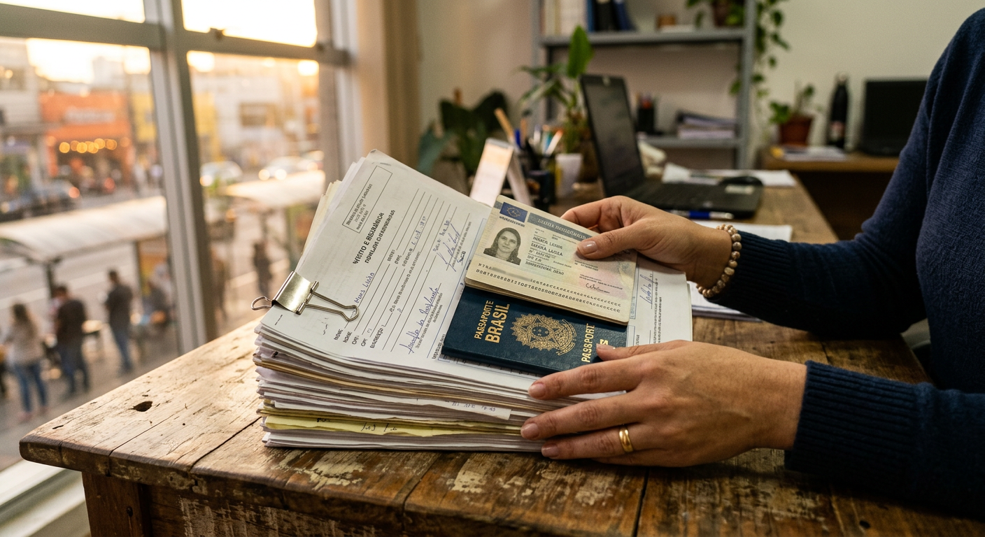 Organize todos os seus documentos para a entrevista de visto.