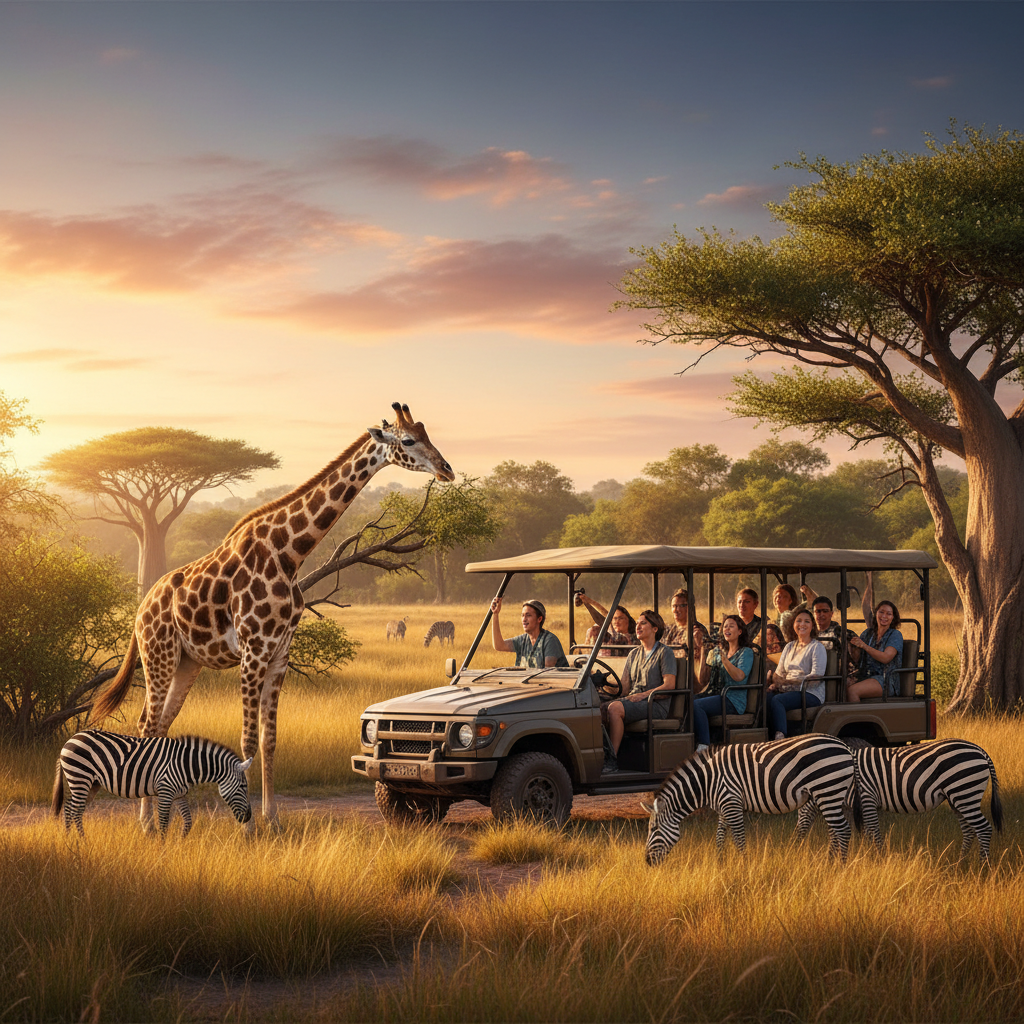 Explore a savana africana no Safári Kilimanjaro, uma das experiências mais imersivas do Animal Kingdom.