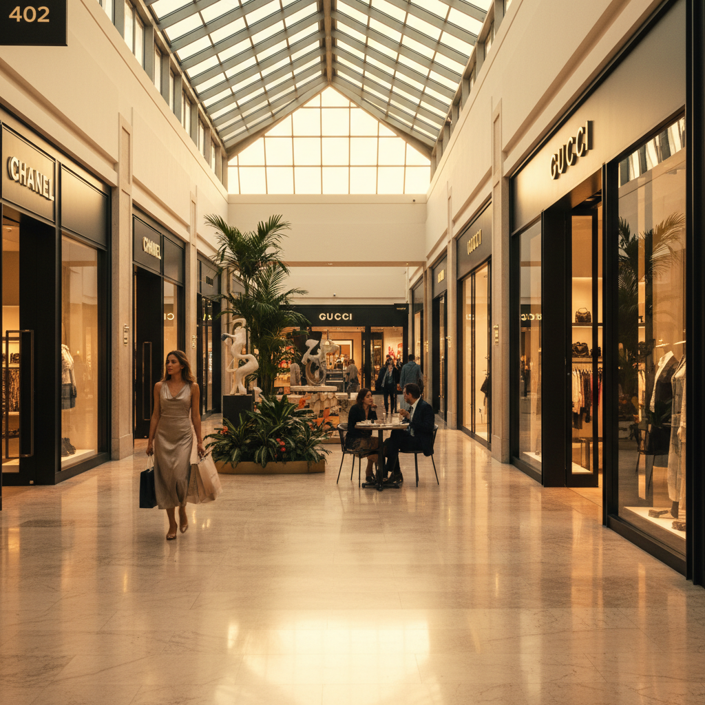 O Mall at Millenia oferece uma experiência de compra mais sofisticada com marcas de grife.