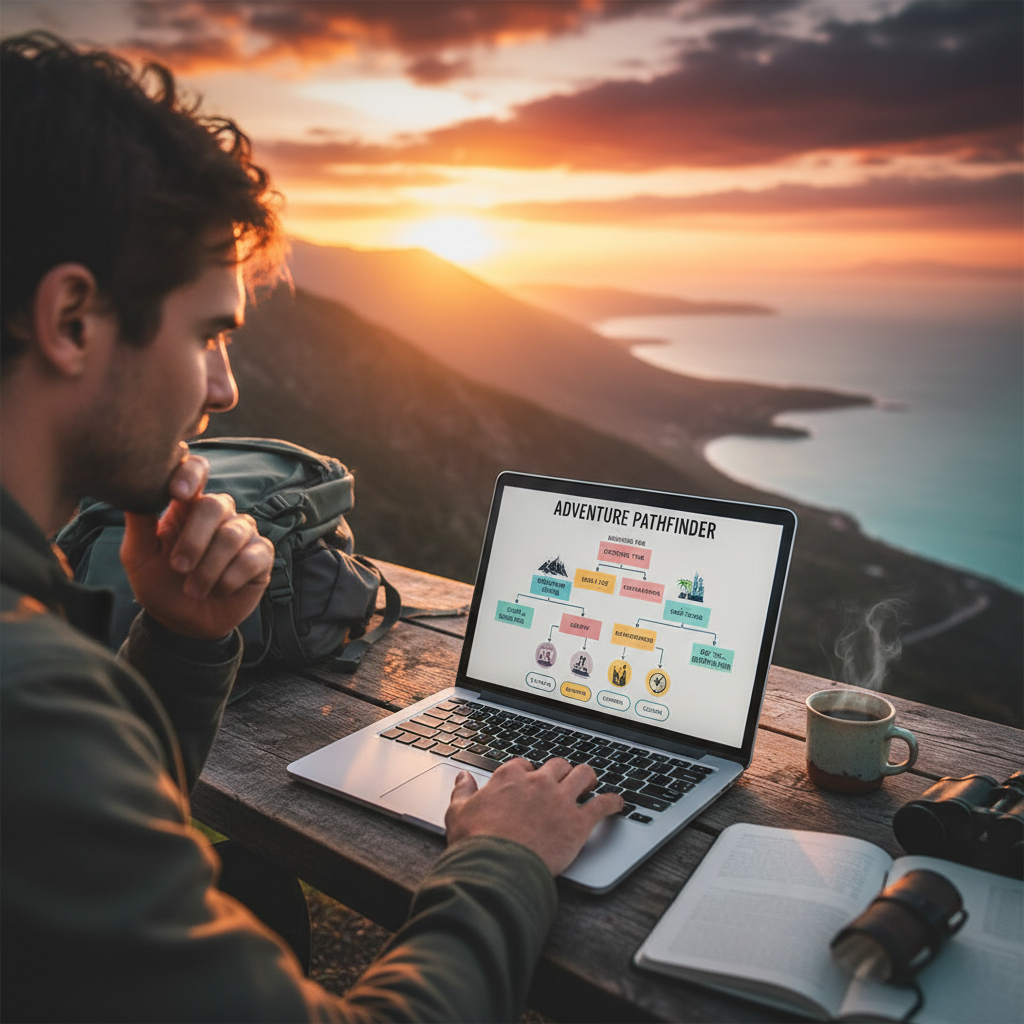 Interagindo com um simulador de perfil de viagem online, explorando opções.