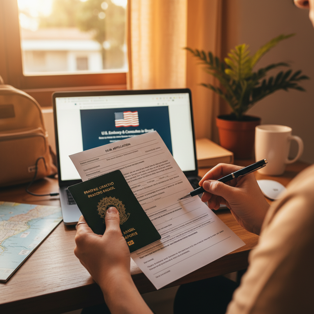 Organize seus documentos e formulários para um processo de renovação eficiente.