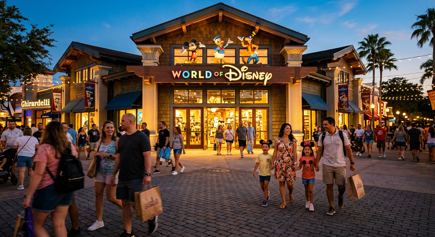 A entrada da World of Disney no Marketplace, um paraíso para os fãs.
