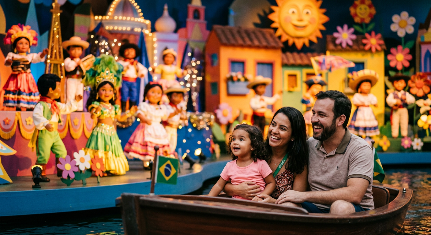 A atração 'It's a Small World' é um clássico imperdível para os pequenos no Magic Kingdom.