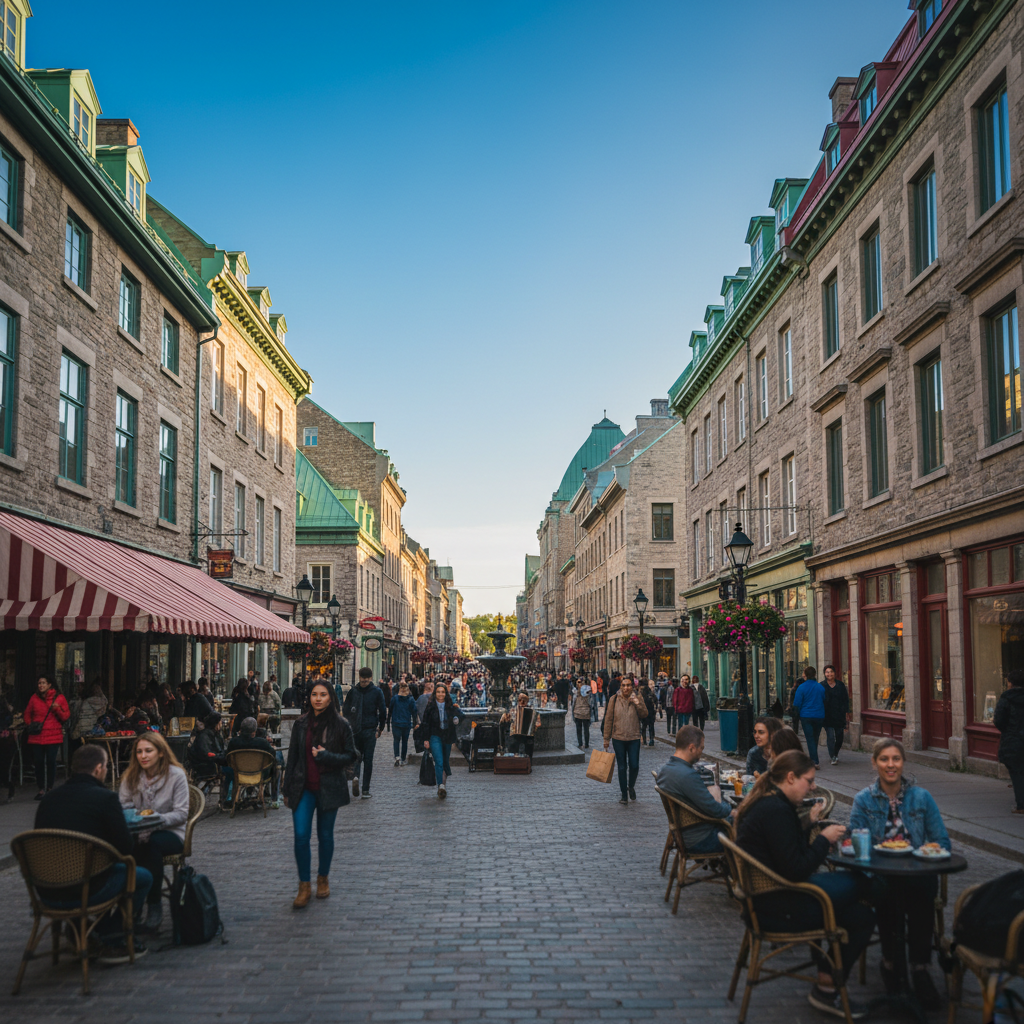 A arquitetura histórica e a vibrante vida cultural de Old Montreal.