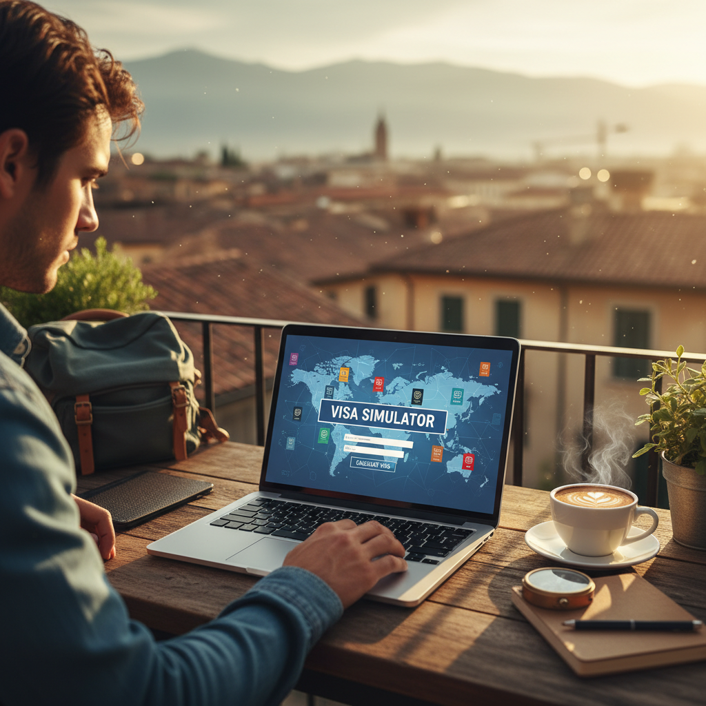 Explore as funcionalidades de um simulador de vistos para planejar sua próxima aventura.