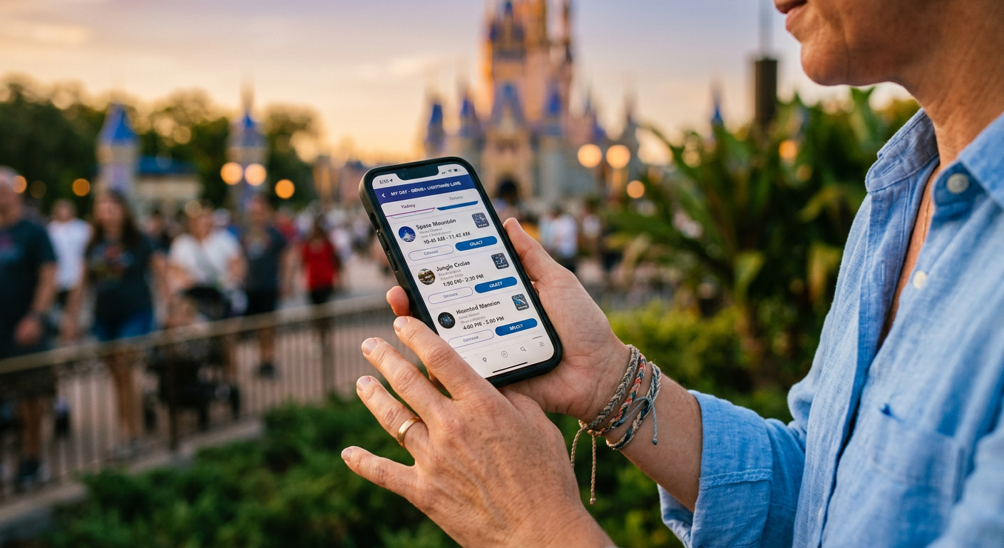 A tela do aplicativo My Disney Experience com as opções do Genie+.