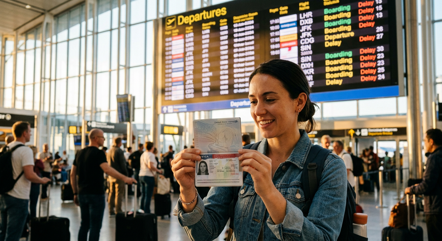 O visto americano estampado no passaporte comprova a pré-autorização de viagem aos Estados Unidos.