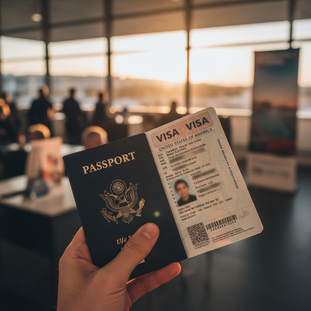 Apresentando o visto americano no passaporte, um passo crucial para sua viagem.