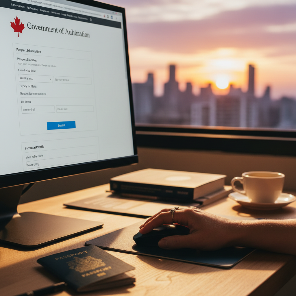 Tela do formulário de solicitação de eTA no site oficial do governo canadense.