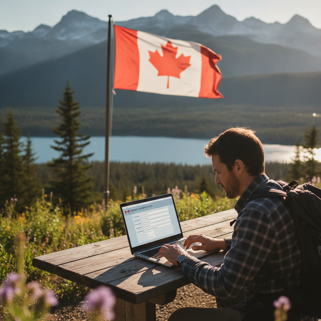 Preenchimento da aplicação online para o eTA canadense.