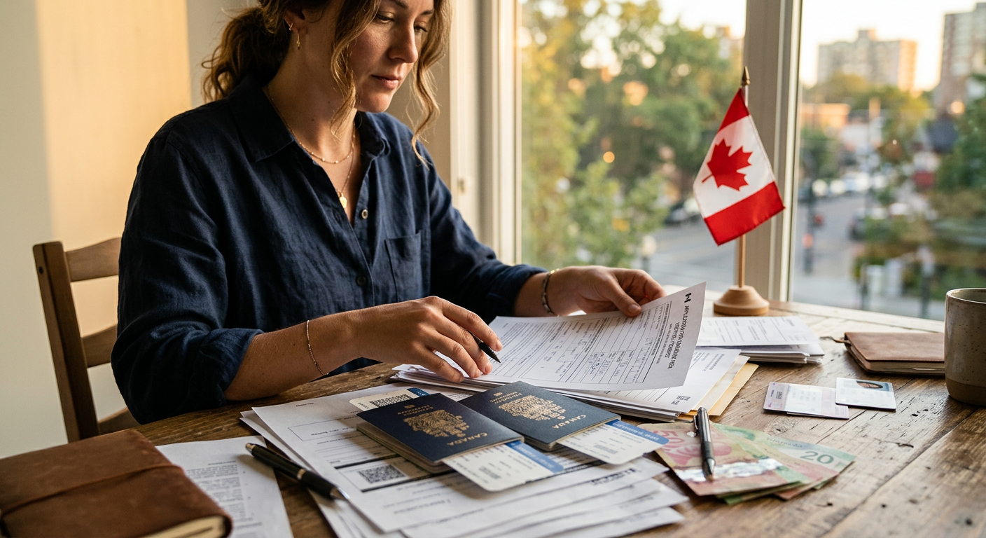 Organize seus documentos com cuidado, como se fosse um quebra-cabeça vital para sua viagem.