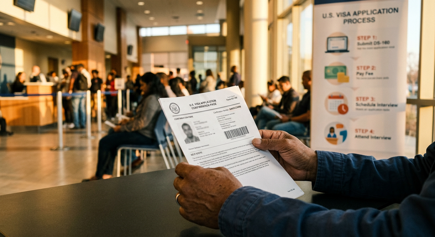 Tela de confirmação do agendamento do CASV e da entrevista consular, um passo crucial no processo.