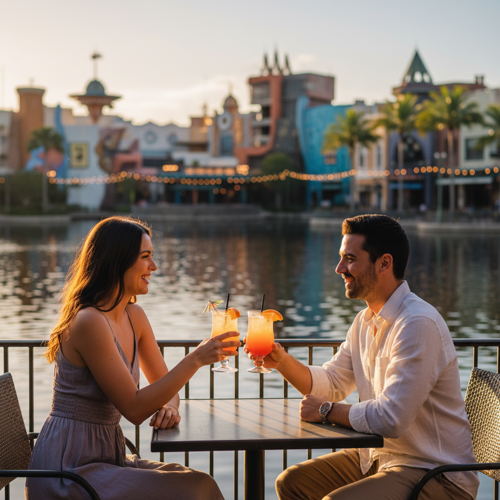 Viajantes com perfil gourmet aproveitam o fim de tarde em Disney Springs para recarregar as energias longe do ritmo acelerado das atrações.