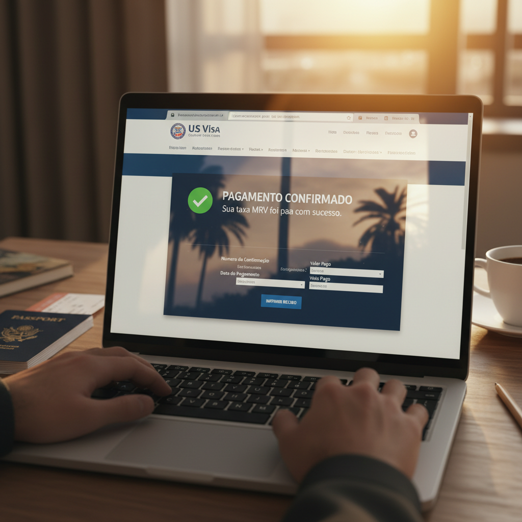 Tela de confirmação de pagamento da taxa MRV no site oficial.