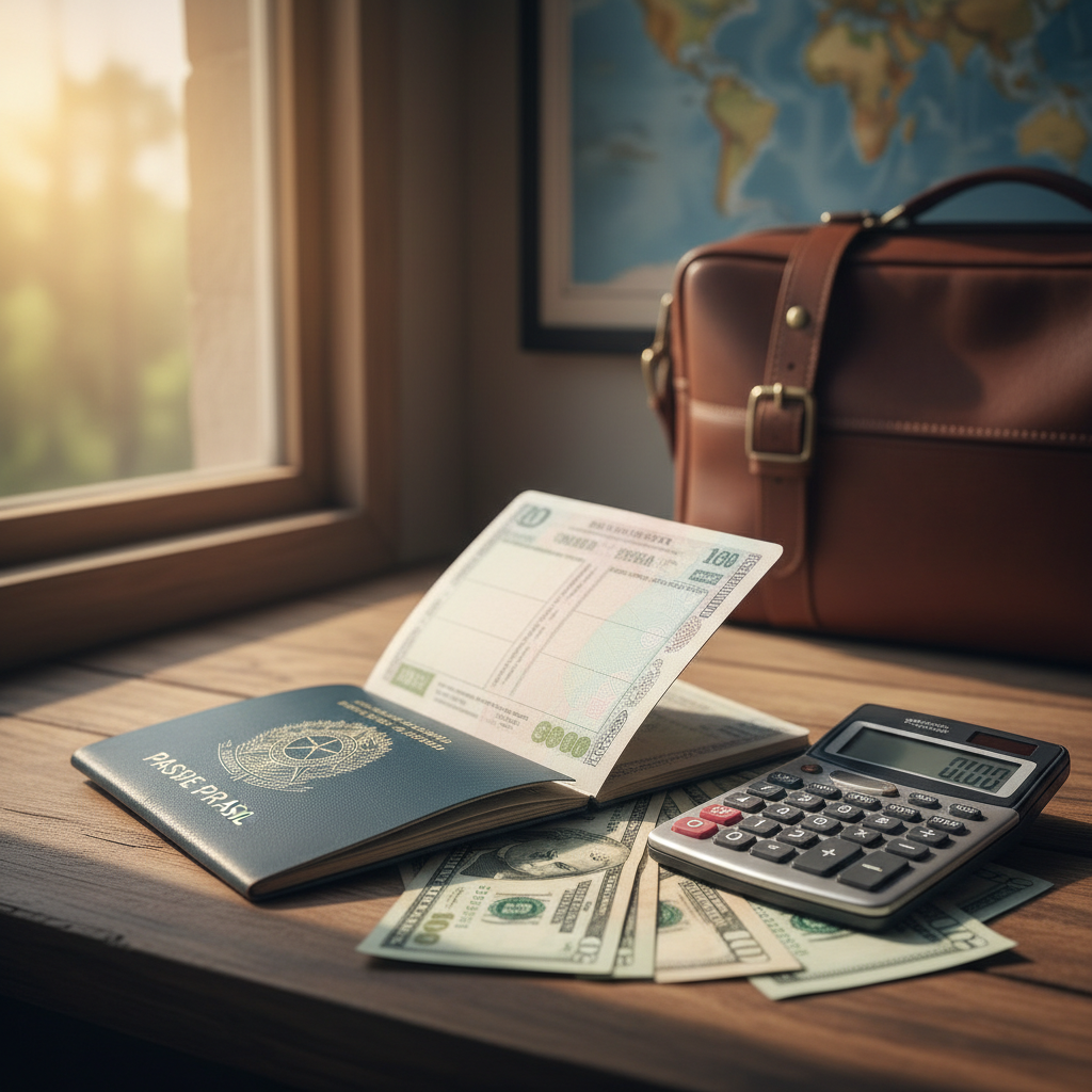 A taxa consular é calculada em dólares americanos e convertida para reais no ato do agendamento.
