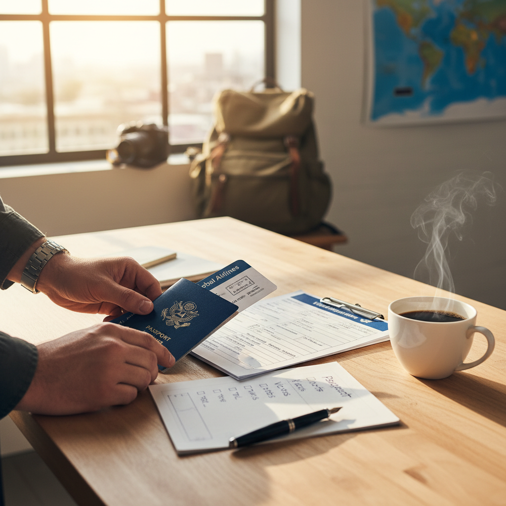 Organizar seus documentos de viagem fica mais fácil com as informações do simulador.