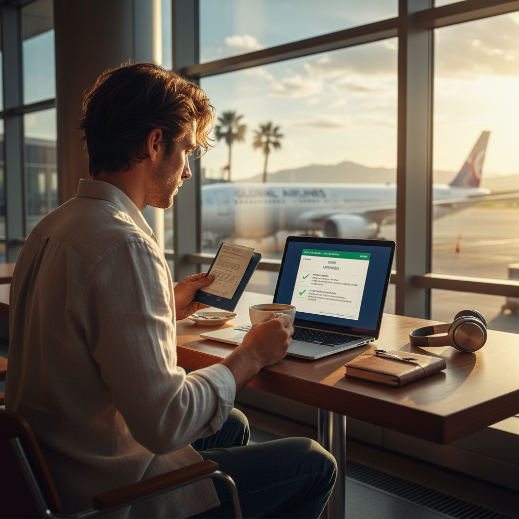 A solicitação do eTA é 100% online e vinculada digitalmente ao passaporte do viajante.