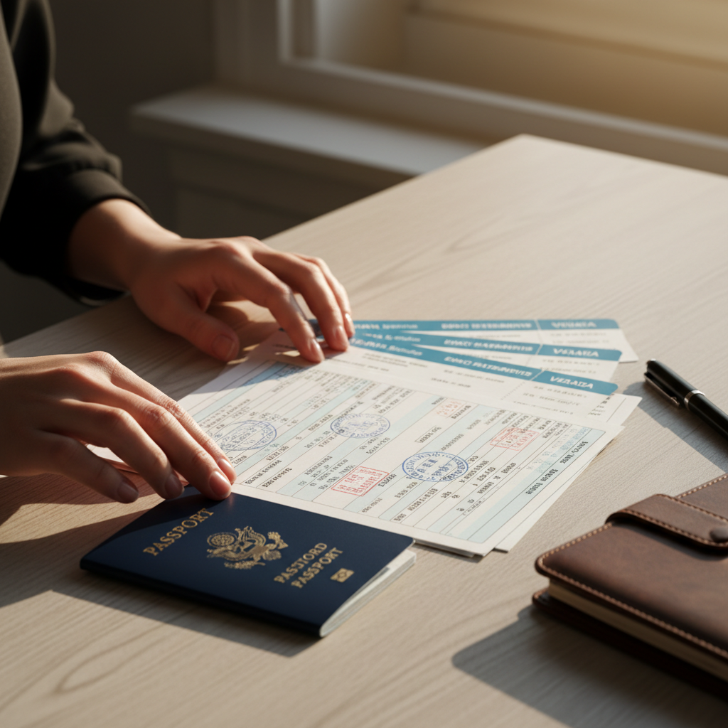 Organizar seus documentos de viagem com antecedência é crucial para uma entrevista tranquila.
