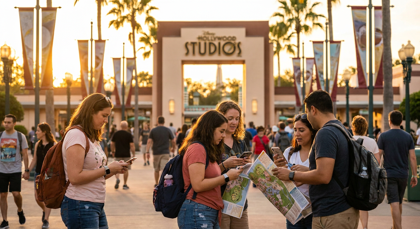 Use o aplicativo My Disney Experience para navegar e otimizar seu dia no Hollywood Studios.